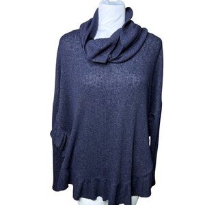 Anthropologie Postmark Orley ribbed  blue sparkle long sleeve blouse XS